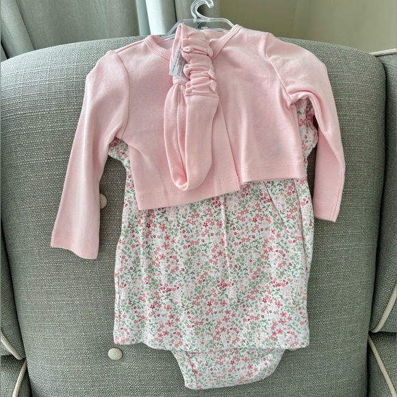 NWT Carter’s Child of Mine dress, cardigan, bow 6-9 mo. - Picture 2 of 4